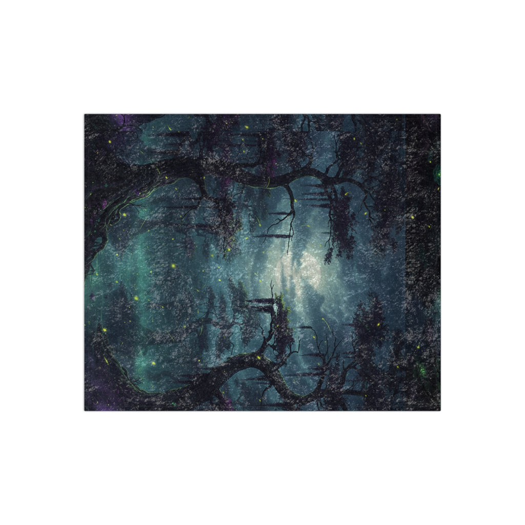 Moonlit Swamp Crushed Velvet Blanket — Mystical Night Forest Throw - ThatBoutqiueStore