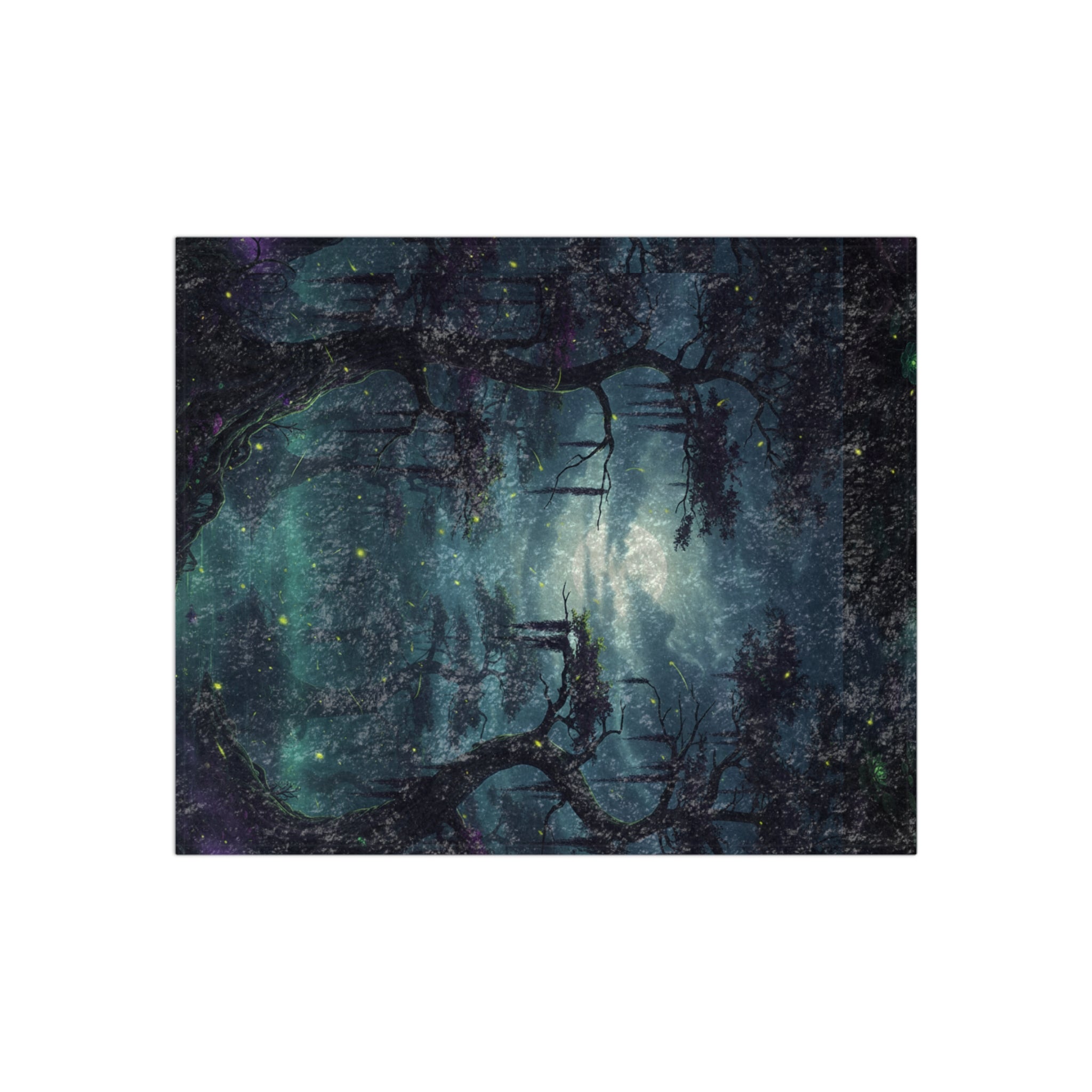 Moonlit Swamp Crushed Velvet Blanket — Mystical Night Forest Throw - ThatBoutqiueStore