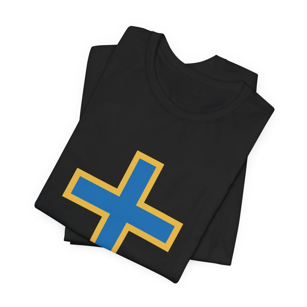 Christian Cross T-Shirt — Blue & Gold Faith Tee - ThatBoutqiueStore