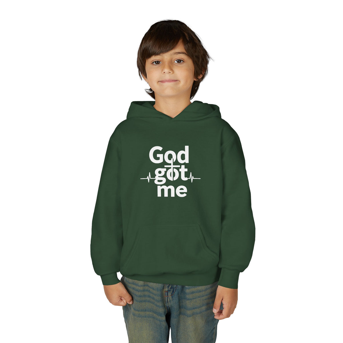 Youth Hoodie — Gold Watercolor Cross "Faith Is Stronger" Christian Sweatshirt - ThatBoutqiueStore