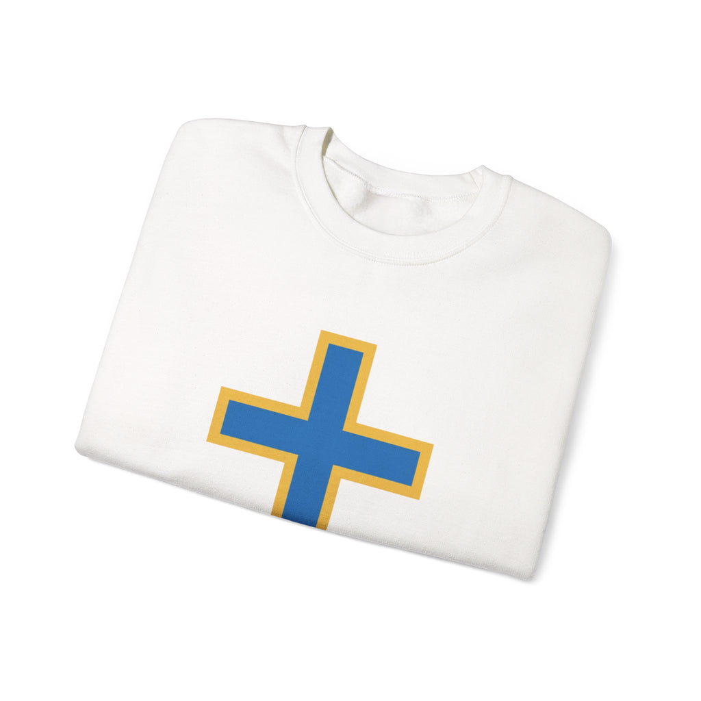 Christian Cross Crewneck Sweatshirt – Blue & Gold Religious Pullover - ThatBoutqiueStore