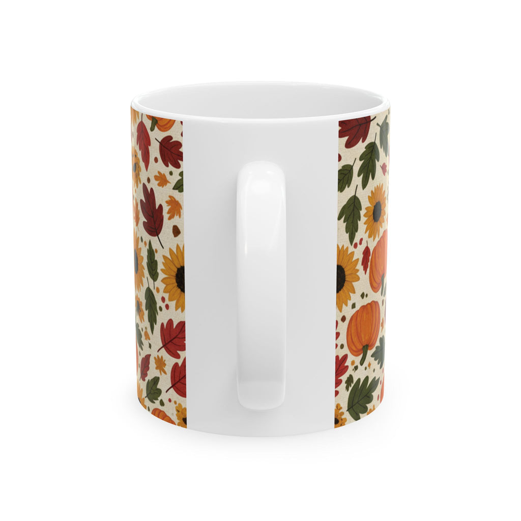 Autumn Harvest Ceramic Mug – Pumpkin, Sunflower & Fall Leaves (11oz & 15oz) - ThatBoutqiueStore