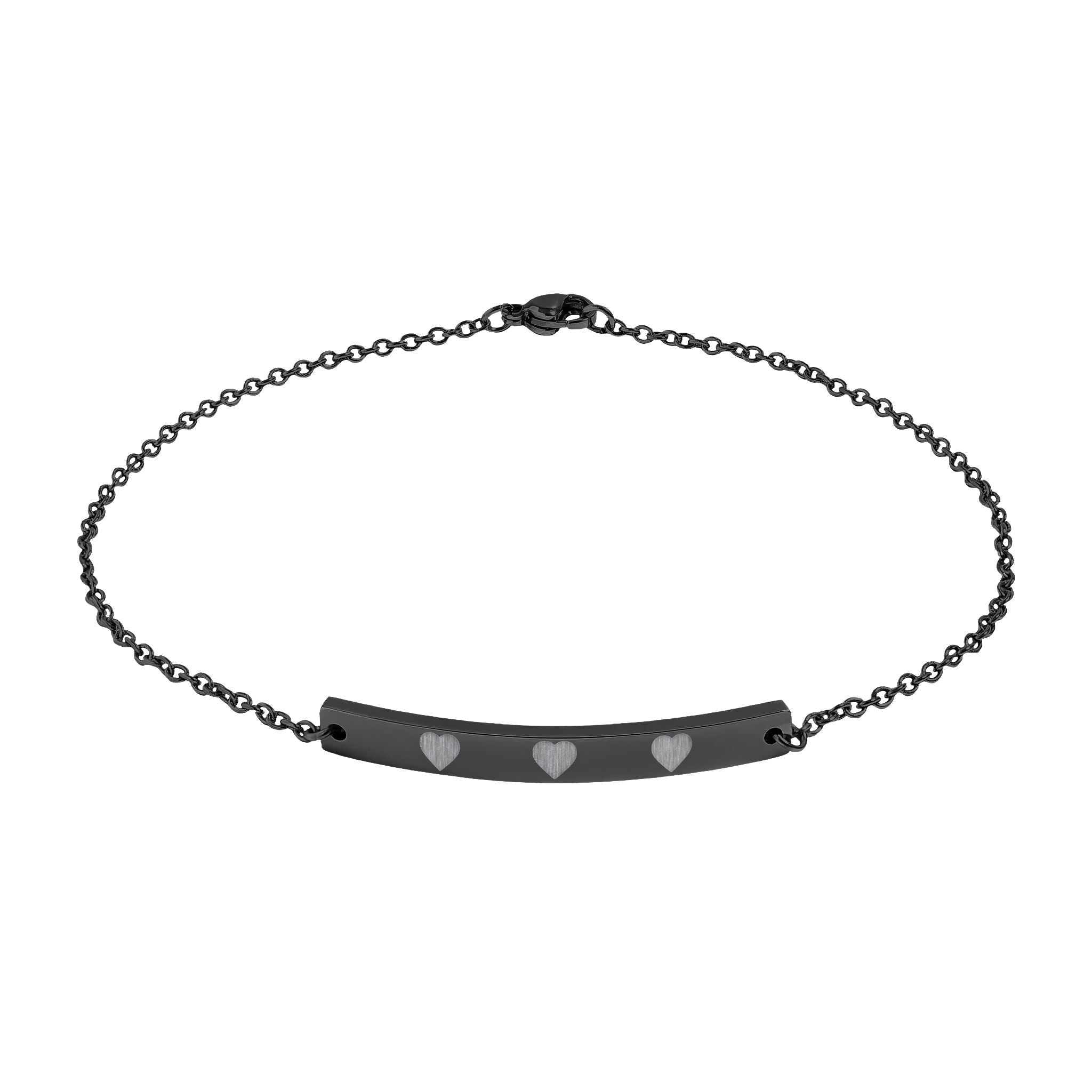 Engravable Curved Bar Anklet — Personalized Heart Accent - ThatBoutqiueStore