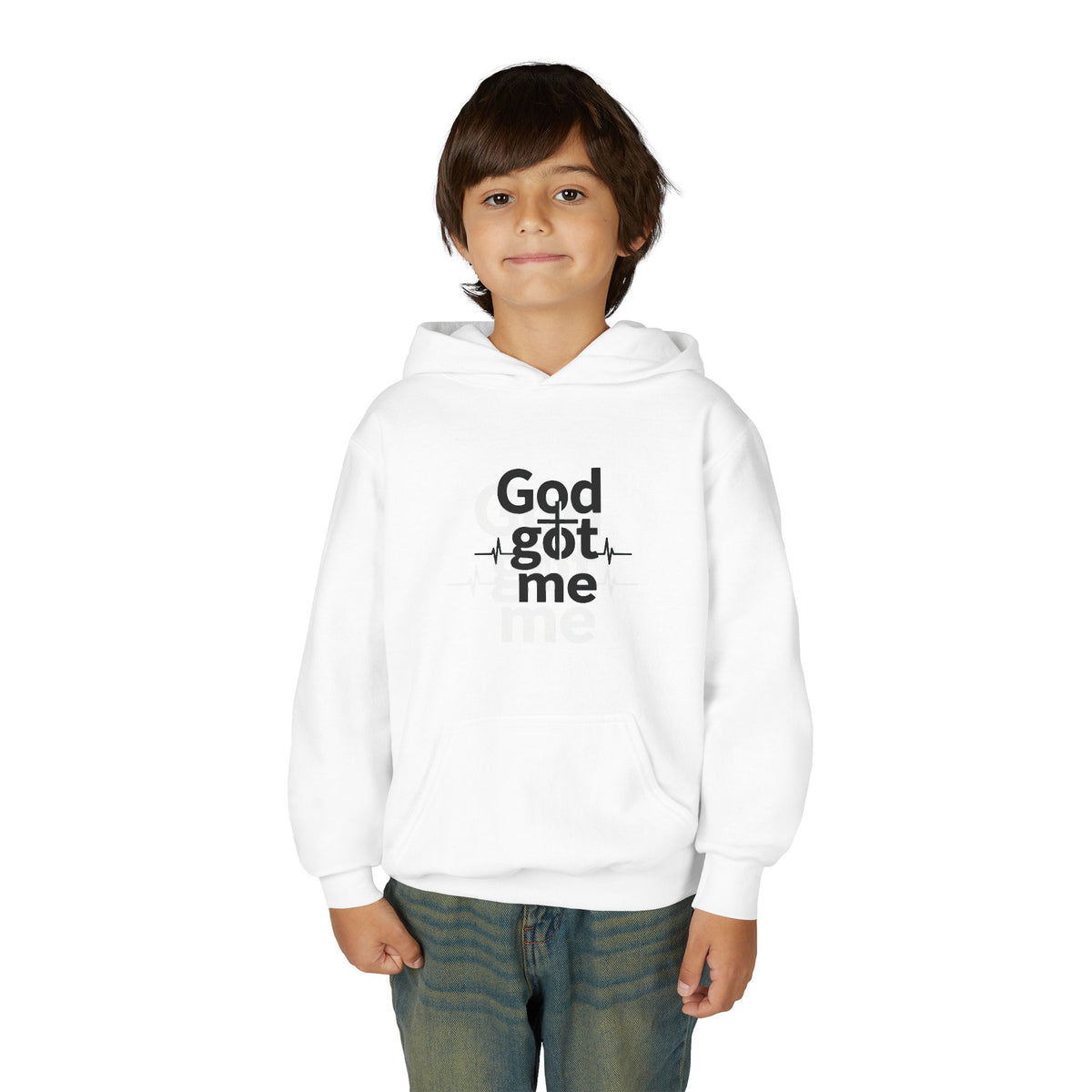 Youth Hoodie — Gold Watercolor Cross "Faith Is Stronger" Christian Sweatshirt - ThatBoutqiueStore