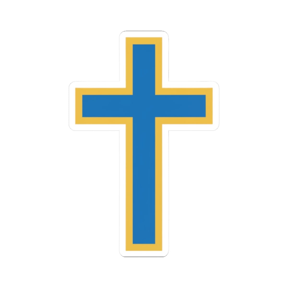 Blue & Gold Cross Kiss-Cut Sticker — Christian Faith Vinyl Decal for Laptop, Bible, Car - ThatBoutqiueStore
