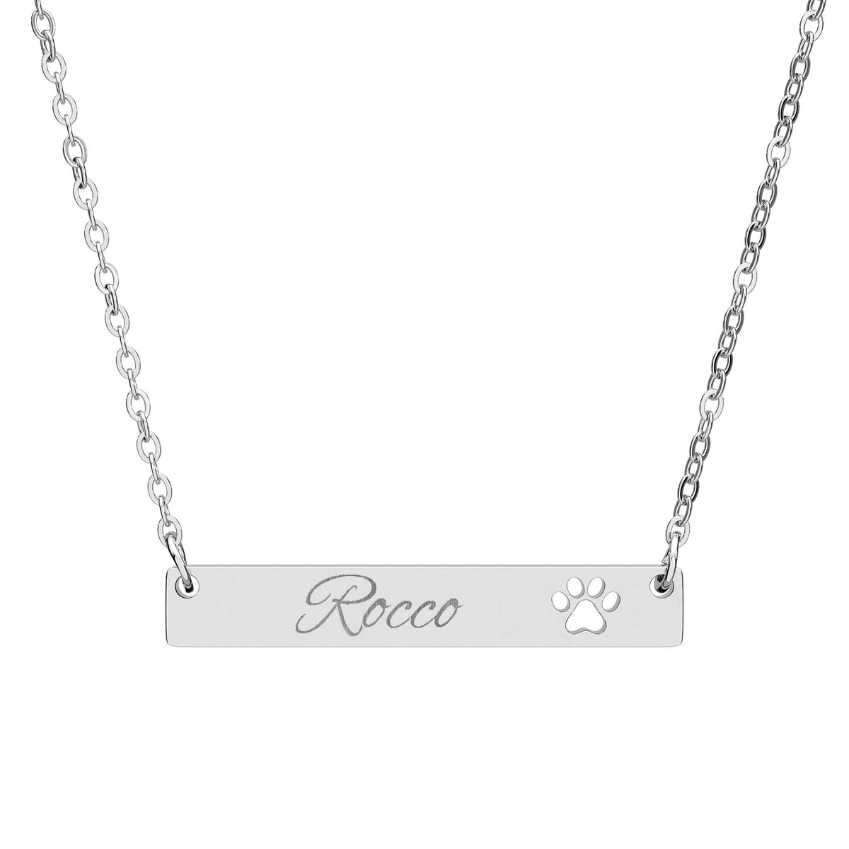 Engravable Paw Bar Necklace — Personalized Pet Name Jewelry - ThatBoutqiueStore