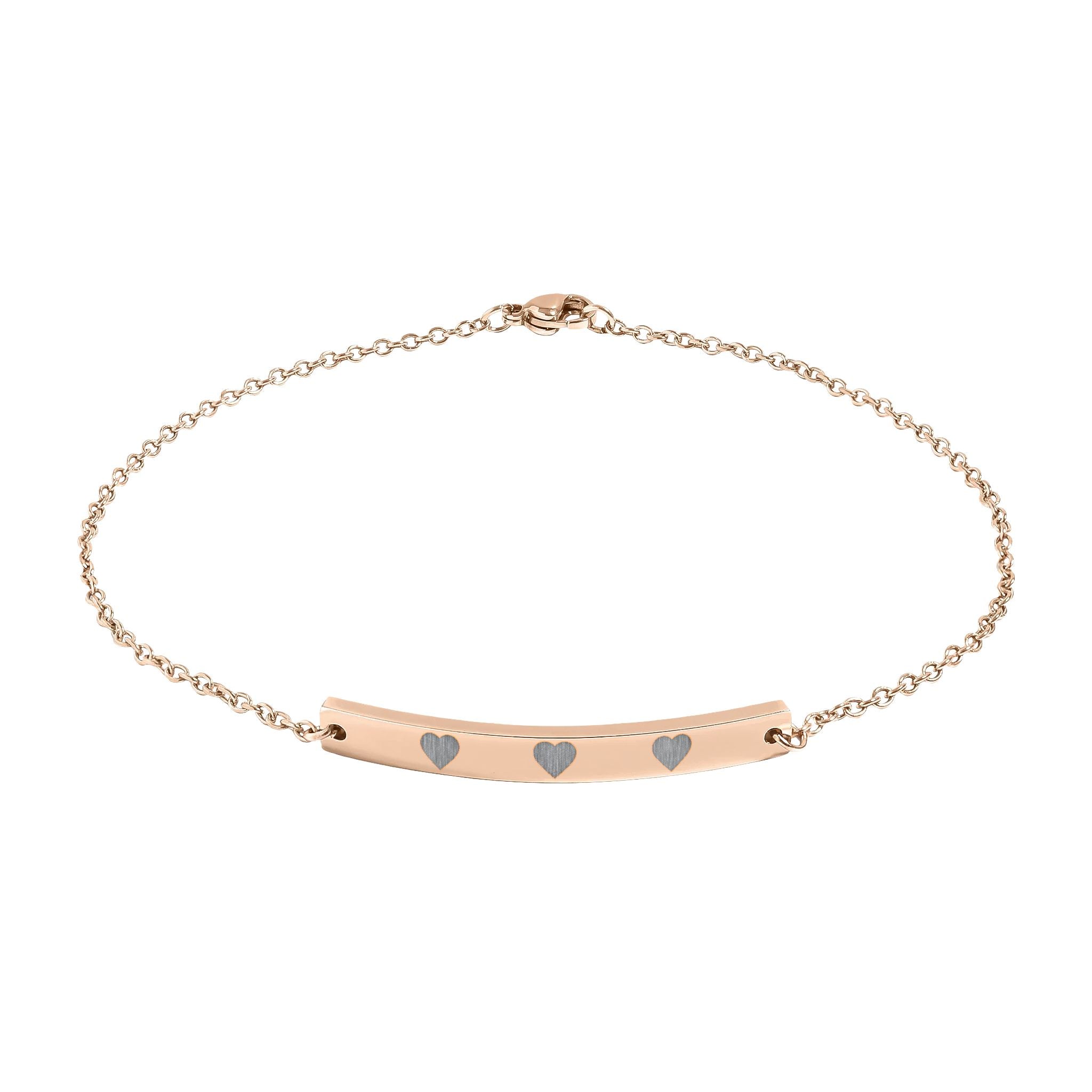 Engravable Curved Bar Anklet — Personalized Heart Accent - ThatBoutqiueStore