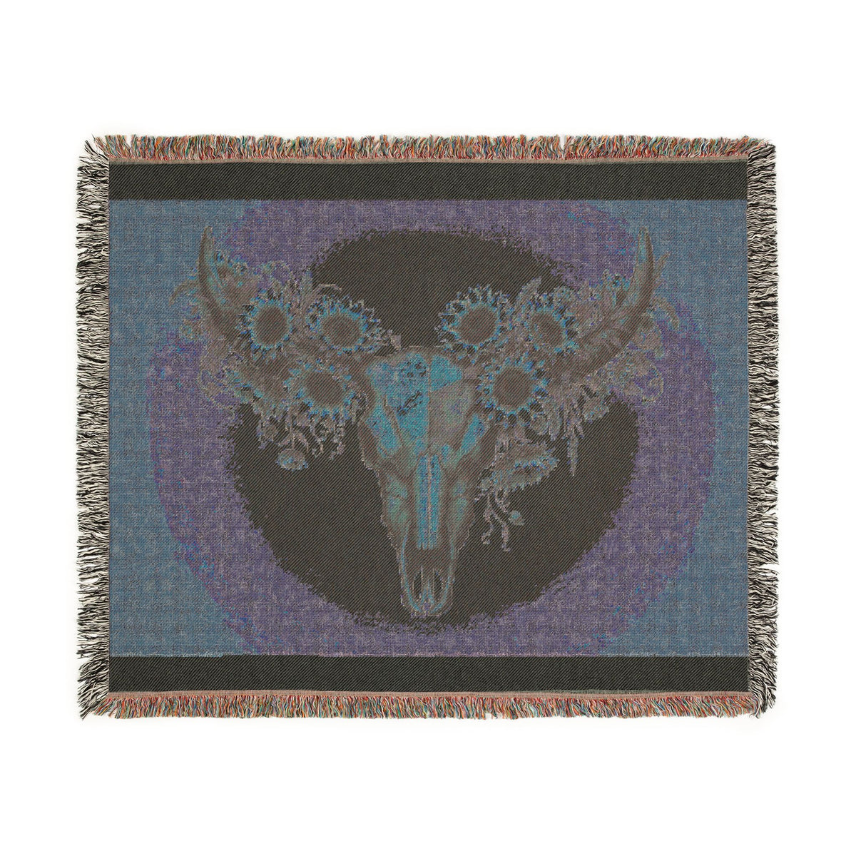 Cow Skull Sunflower Woven Blanket - ThatBoutqiueStore