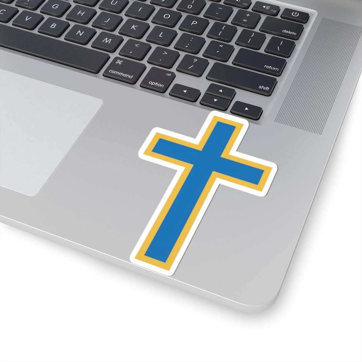 Blue & Gold Cross Kiss-Cut Sticker — Christian Faith Vinyl Decal for Laptop, Bible, Car - ThatBoutqiueStore