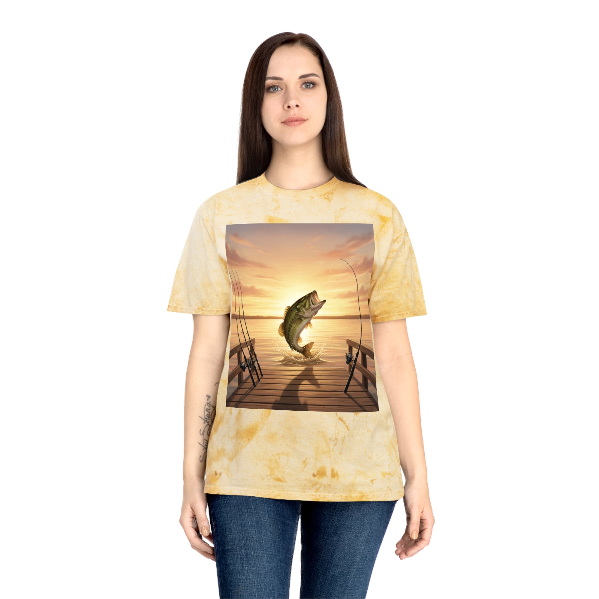 Bass Sunset T-Shirt — Fishing Pier Sunrise Graphic Tee - ThatBoutqiueStore