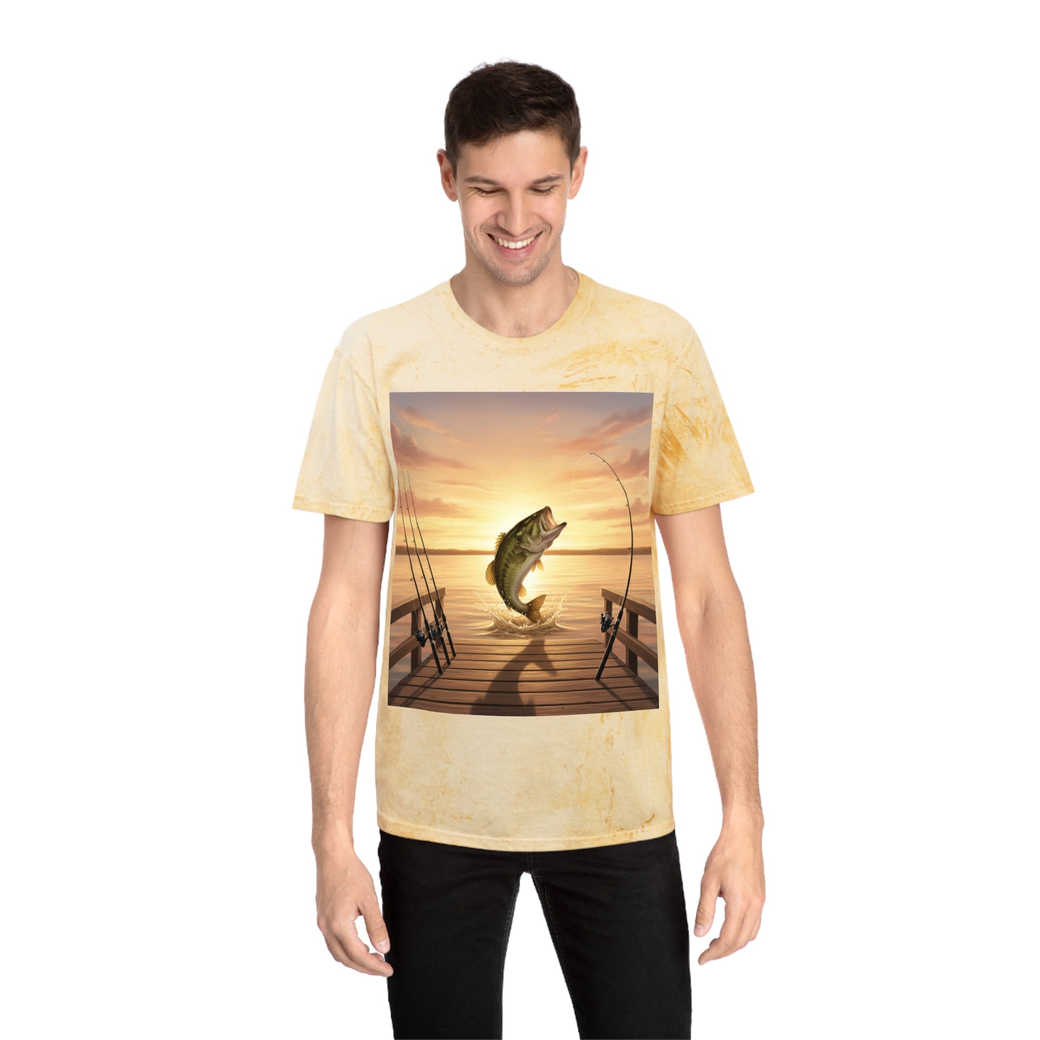 Bass Sunset T-Shirt — Fishing Pier Sunrise Graphic Tee - ThatBoutqiueStore