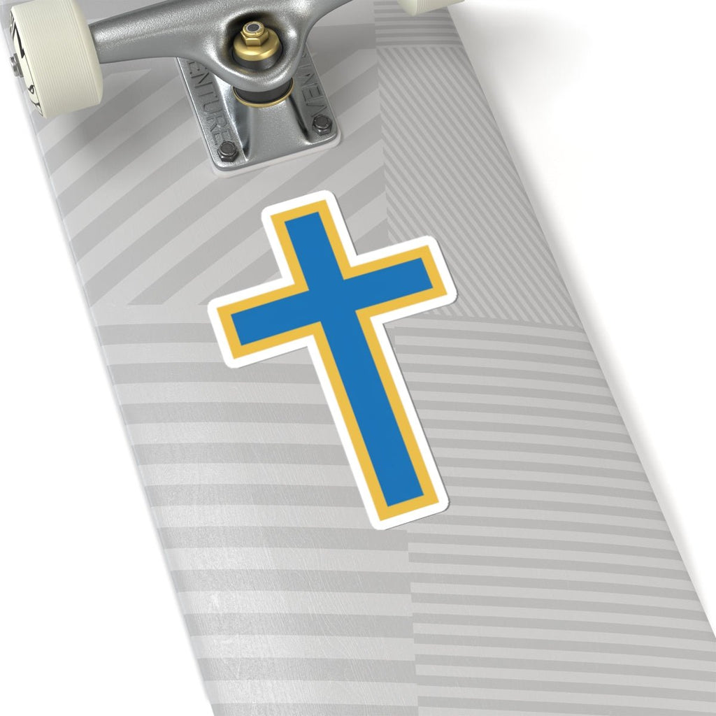 Blue & Gold Cross Kiss-Cut Sticker — Christian Faith Vinyl Decal for Laptop, Bible, Car - ThatBoutqiueStore