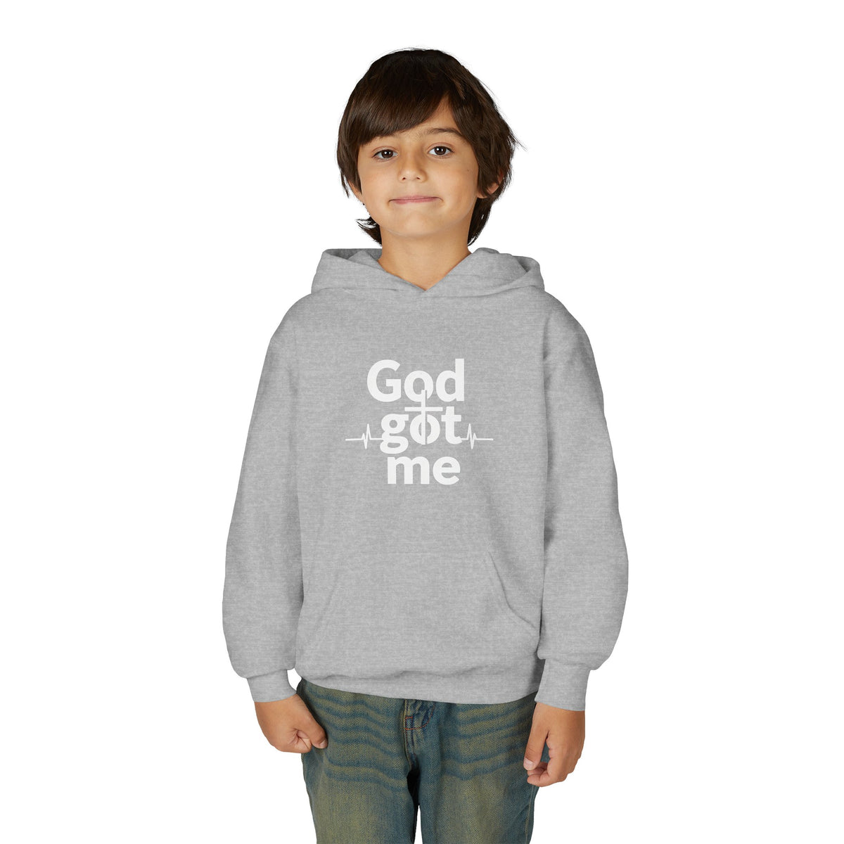 Youth Hoodie — Gold Watercolor Cross "Faith Is Stronger" Christian Sweatshirt - ThatBoutqiueStore
