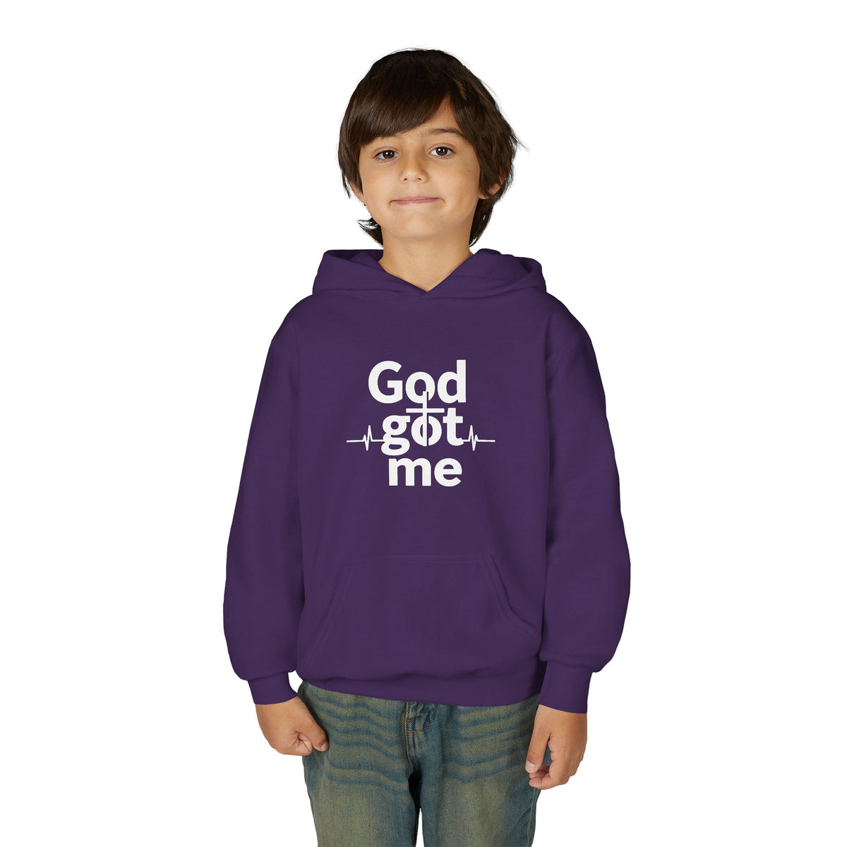Youth Hoodie — Gold Watercolor Cross "Faith Is Stronger" Christian Sweatshirt - ThatBoutqiueStore