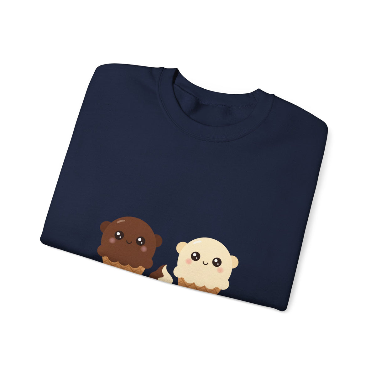 Kawaii Ice Cream Cone Crewneck Sweatshirt — Cute Chocolate & Vanilla Scoops - ThatBoutqiueStore