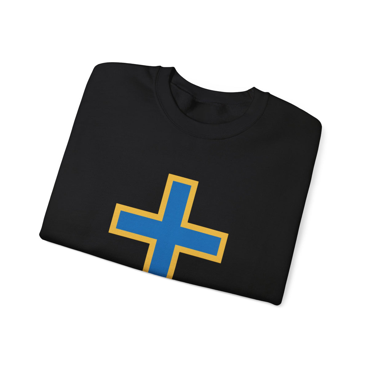 Christian Cross Crewneck Sweatshirt – Blue & Gold Religious Pullover - ThatBoutqiueStore