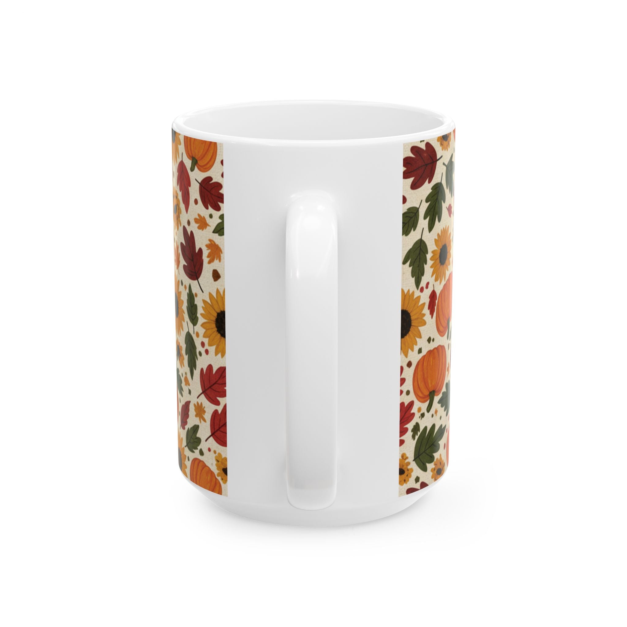 Autumn Harvest Ceramic Mug – Pumpkin, Sunflower & Fall Leaves (11oz & 15oz) - ThatBoutqiueStore