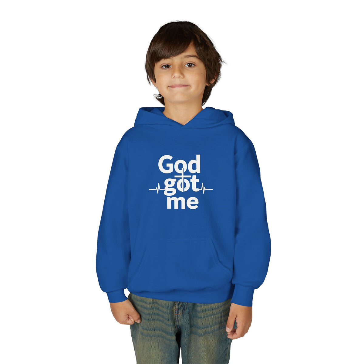 Youth Hoodie — Gold Watercolor Cross "Faith Is Stronger" Christian Sweatshirt - ThatBoutqiueStore