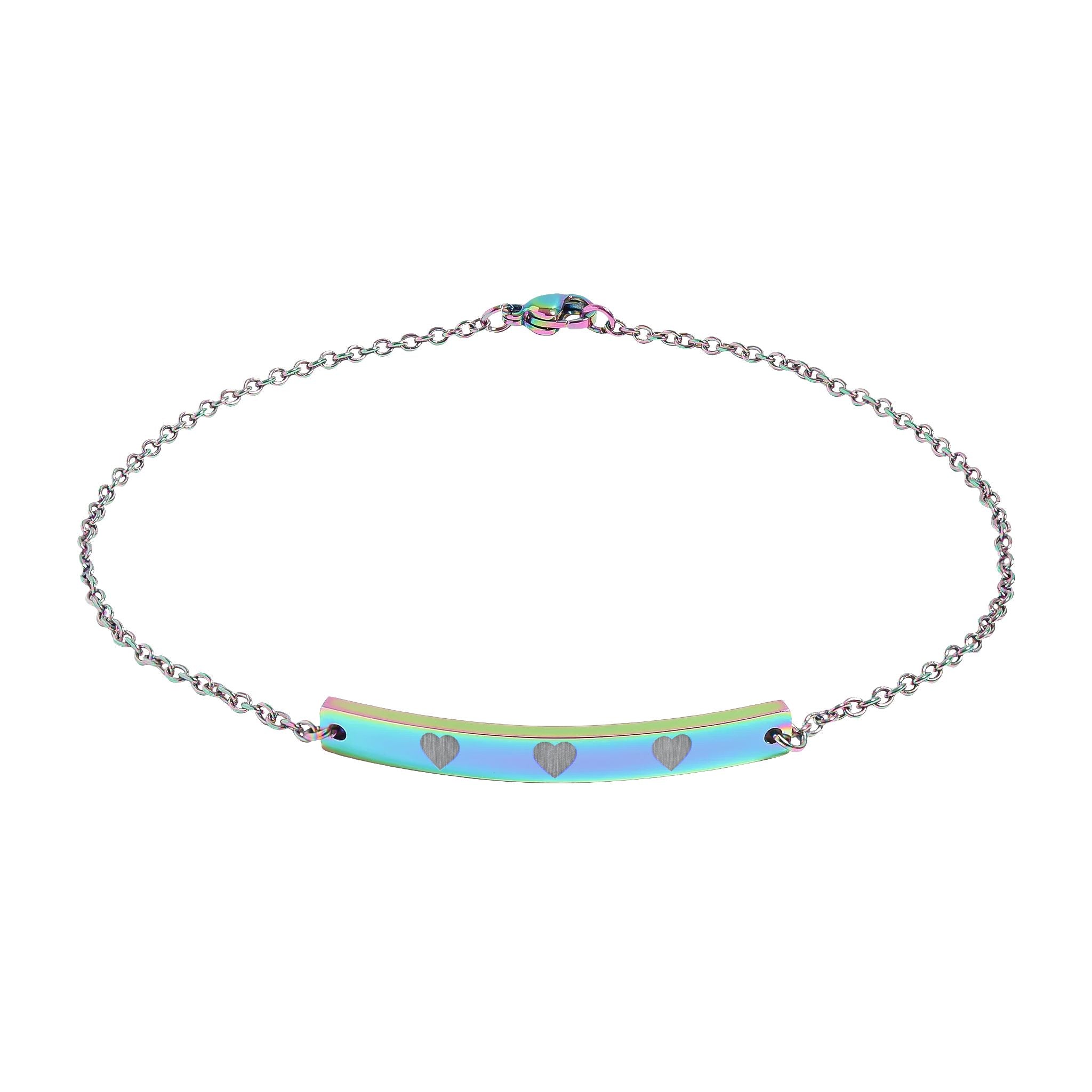 Engravable Curved Bar Anklet — Personalized Heart Accent - ThatBoutqiueStore