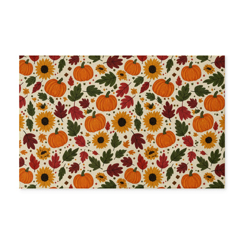 Autumn Pumpkins & Sunflowers Washable Rug — Fall Leaves Entryway Mat - ThatBoutqiueStore