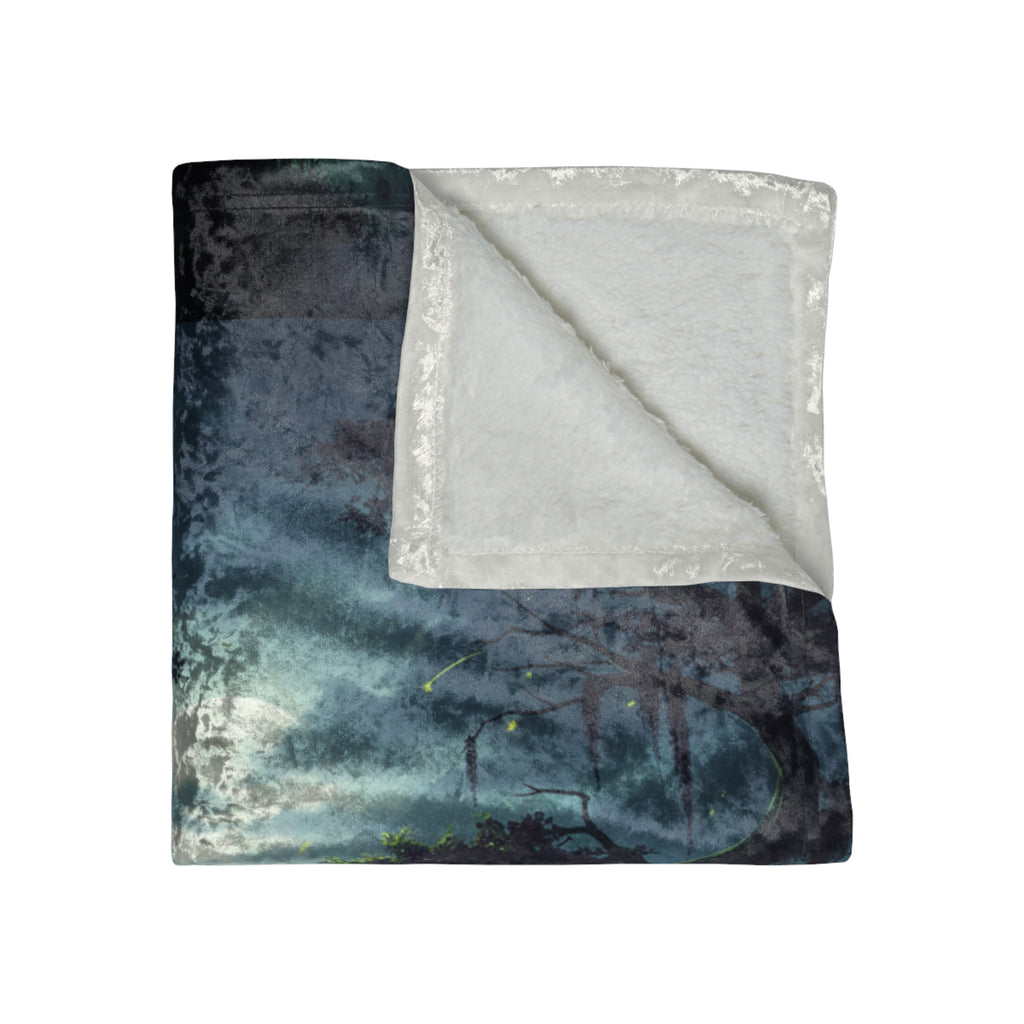 Moonlit Swamp Crushed Velvet Blanket — Mystical Night Forest Throw - ThatBoutqiueStore