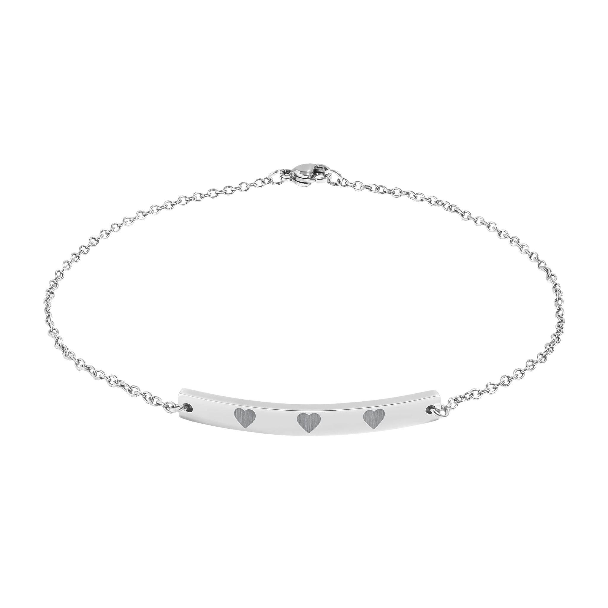Engravable Curved Bar Anklet — Personalized Heart Accent - ThatBoutqiueStore