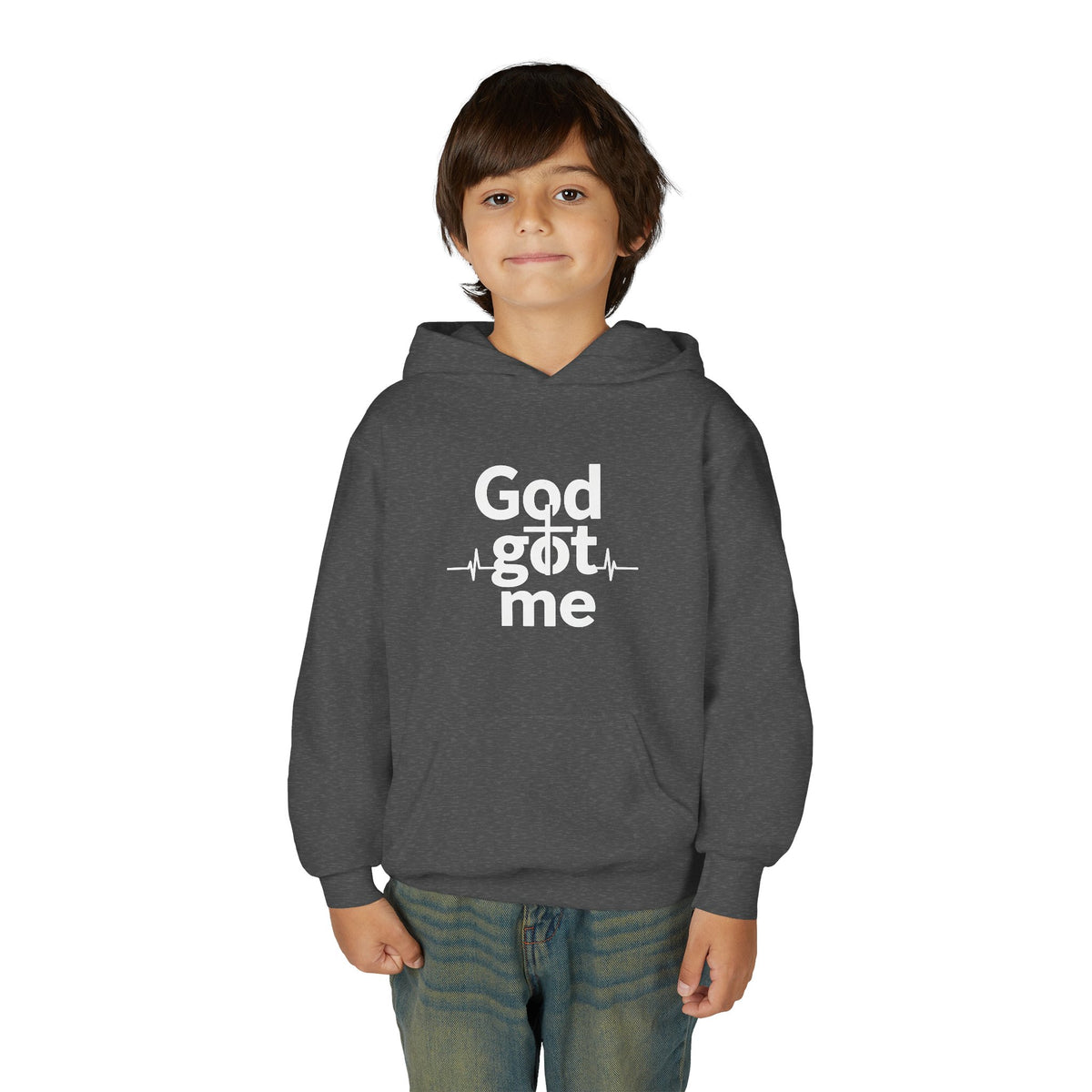 Youth Hoodie — Gold Watercolor Cross "Faith Is Stronger" Christian Sweatshirt - ThatBoutqiueStore