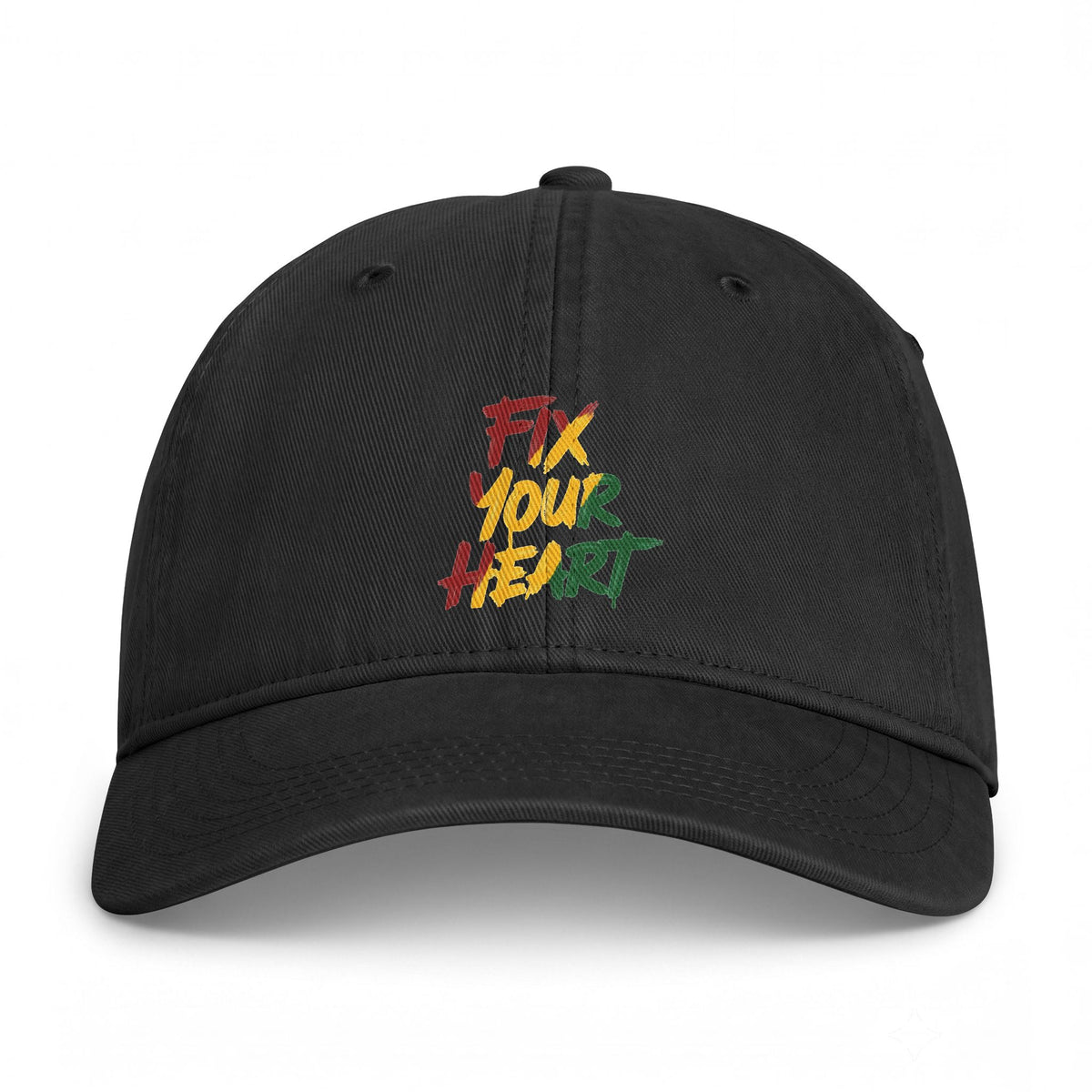 Embroidered 'Fix Your Heart' Washed Cap – Coastal Rasta Vibe Baseball Hat - ThatBoutqiueStore