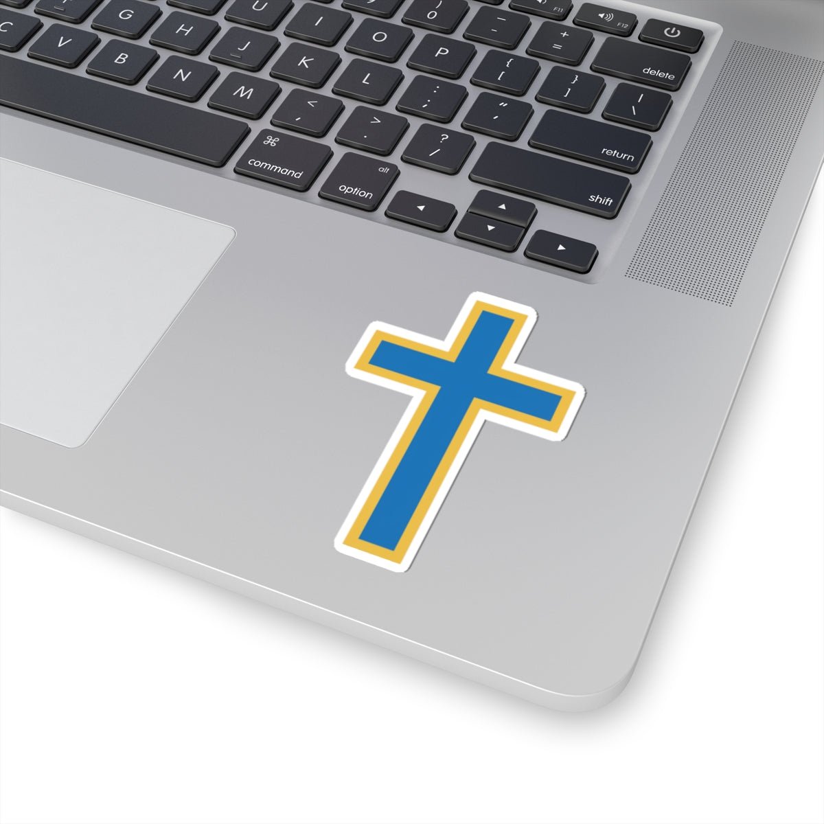 Blue & Gold Cross Kiss-Cut Sticker — Christian Faith Vinyl Decal for Laptop, Bible, Car - ThatBoutqiueStore
