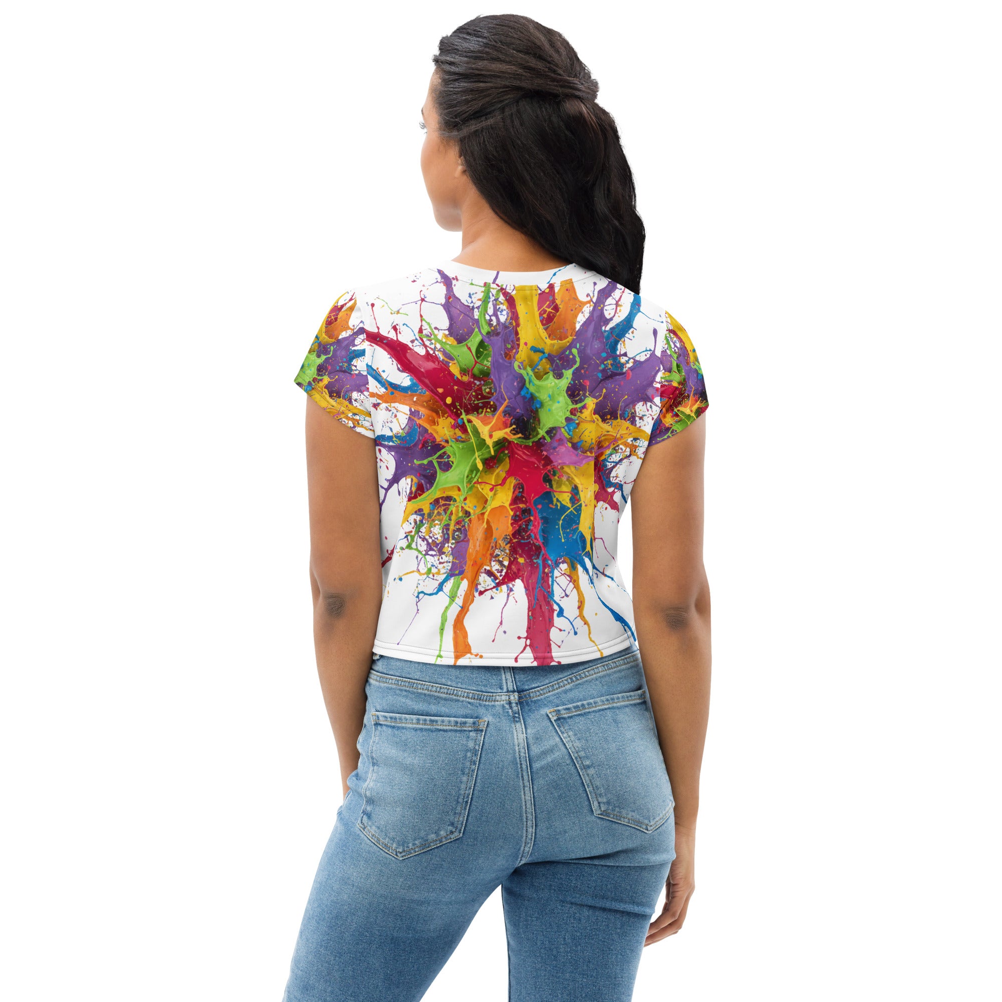 All-Over Paint Splatter Print Crop Tee - ThatBoutqiueStore