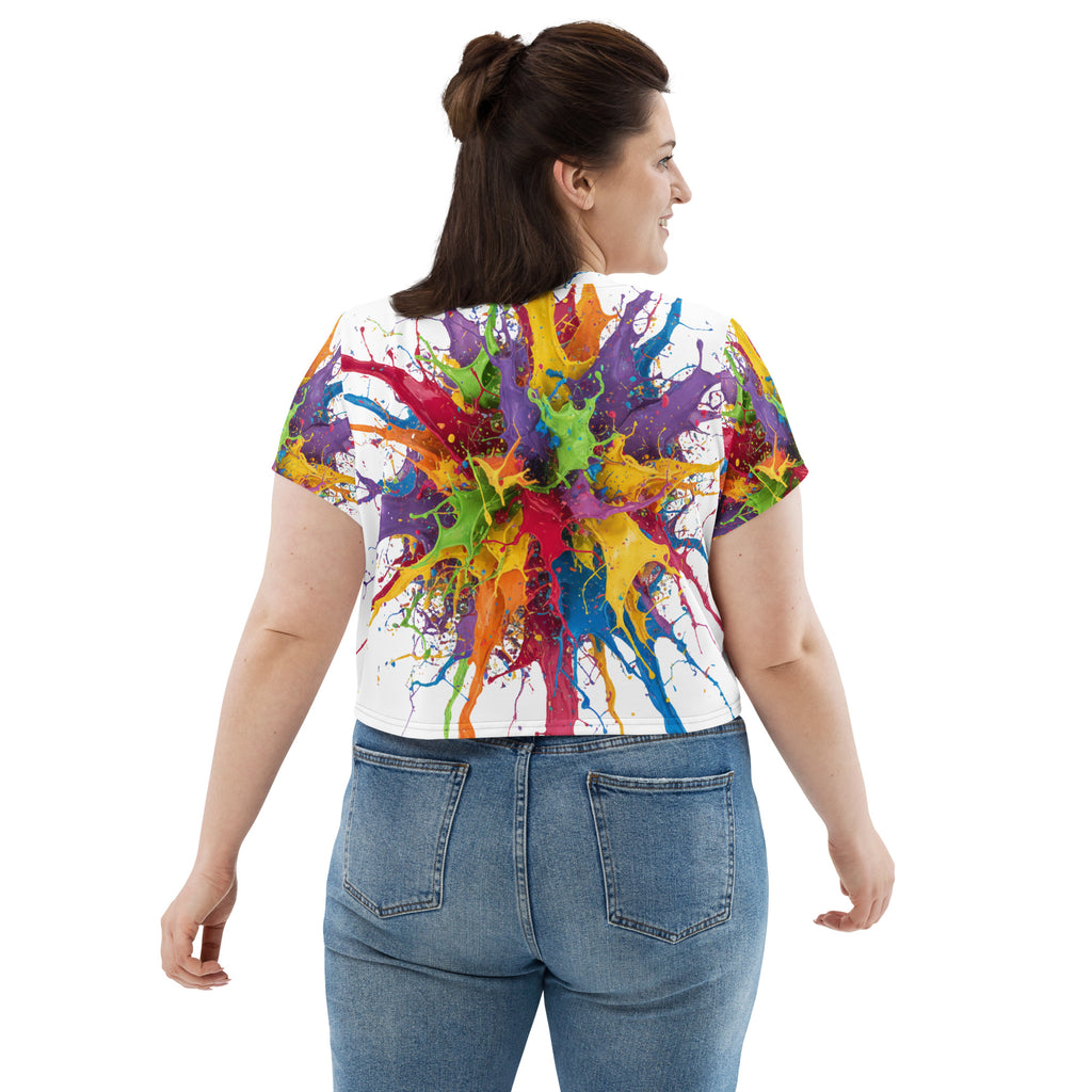 All-Over Paint Splatter Print Crop Tee - ThatBoutqiueStore