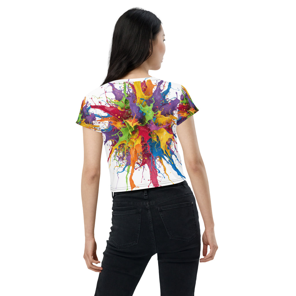 All-Over Paint Splatter Print Crop Tee - ThatBoutqiueStore