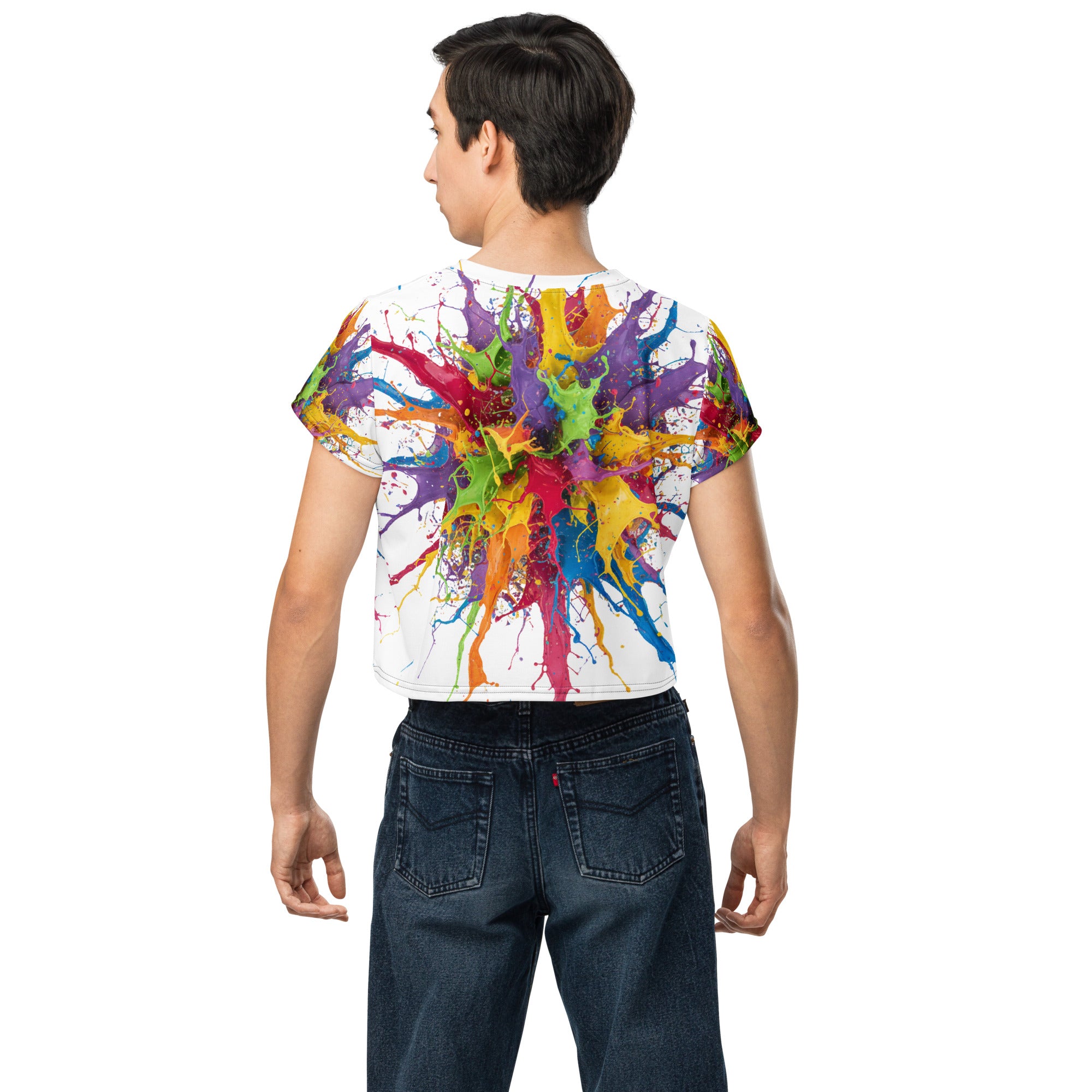 All-Over Paint Splatter Print Crop Tee - ThatBoutqiueStore