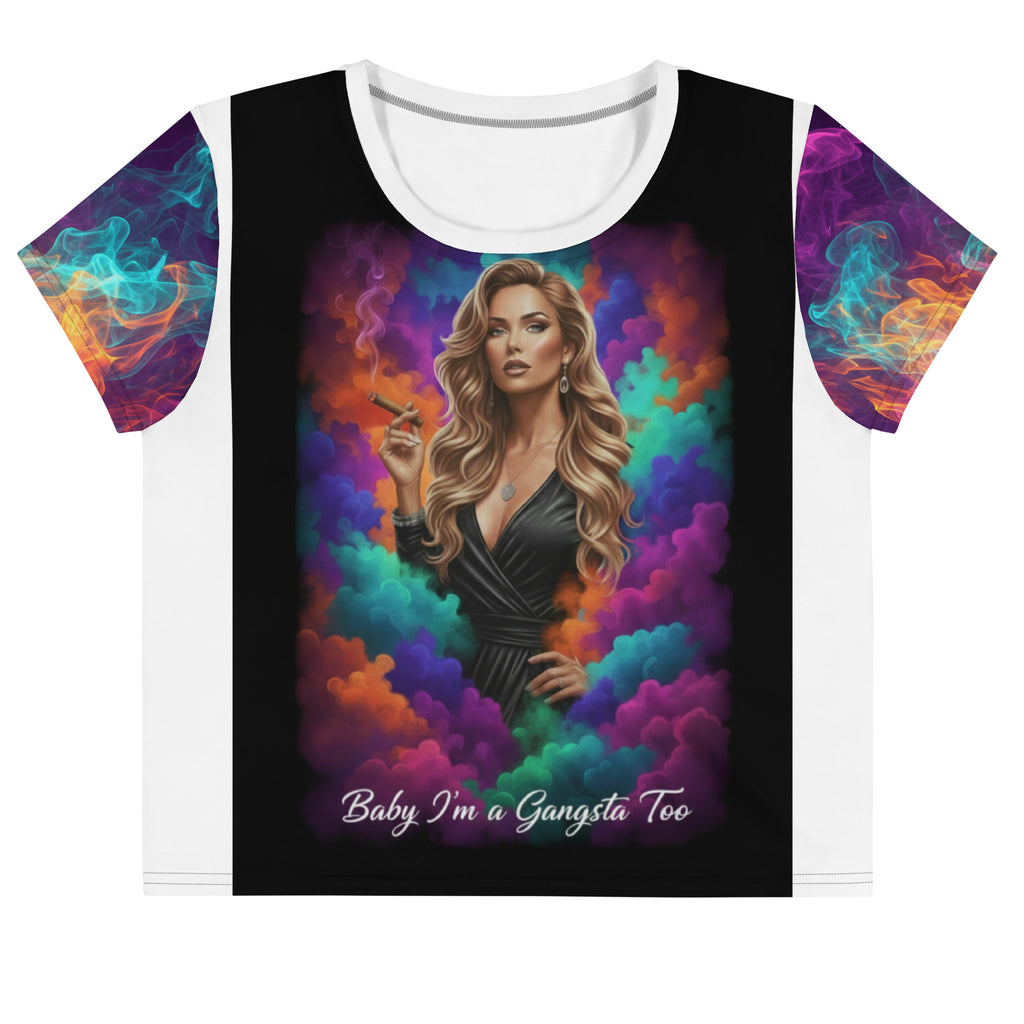 Lady G "Baby I'm A Gangsta Too" All-Over Print Crop Tee - ThatBoutqiueStore