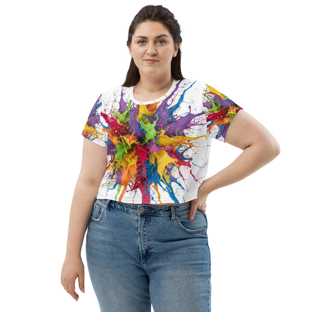 All-Over Paint Splatter Print Crop Tee - ThatBoutqiueStore