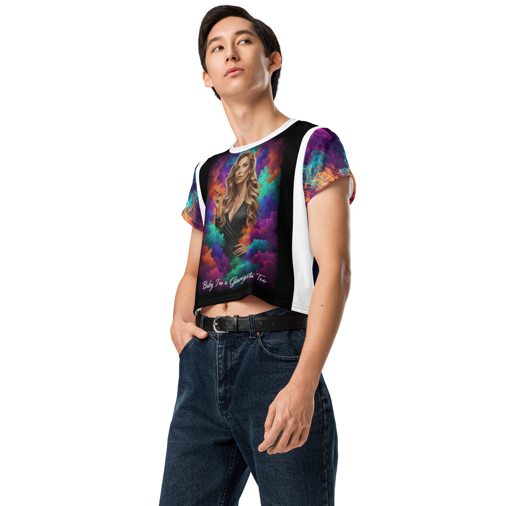 Lady G "Baby I'm A Gangsta Too" All-Over Print Crop Tee - ThatBoutqiueStore