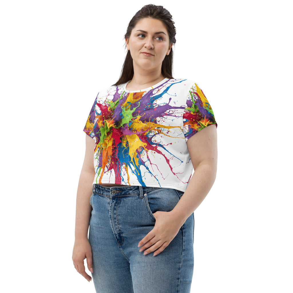 All-Over Paint Splatter Print Crop Tee - ThatBoutqiueStore