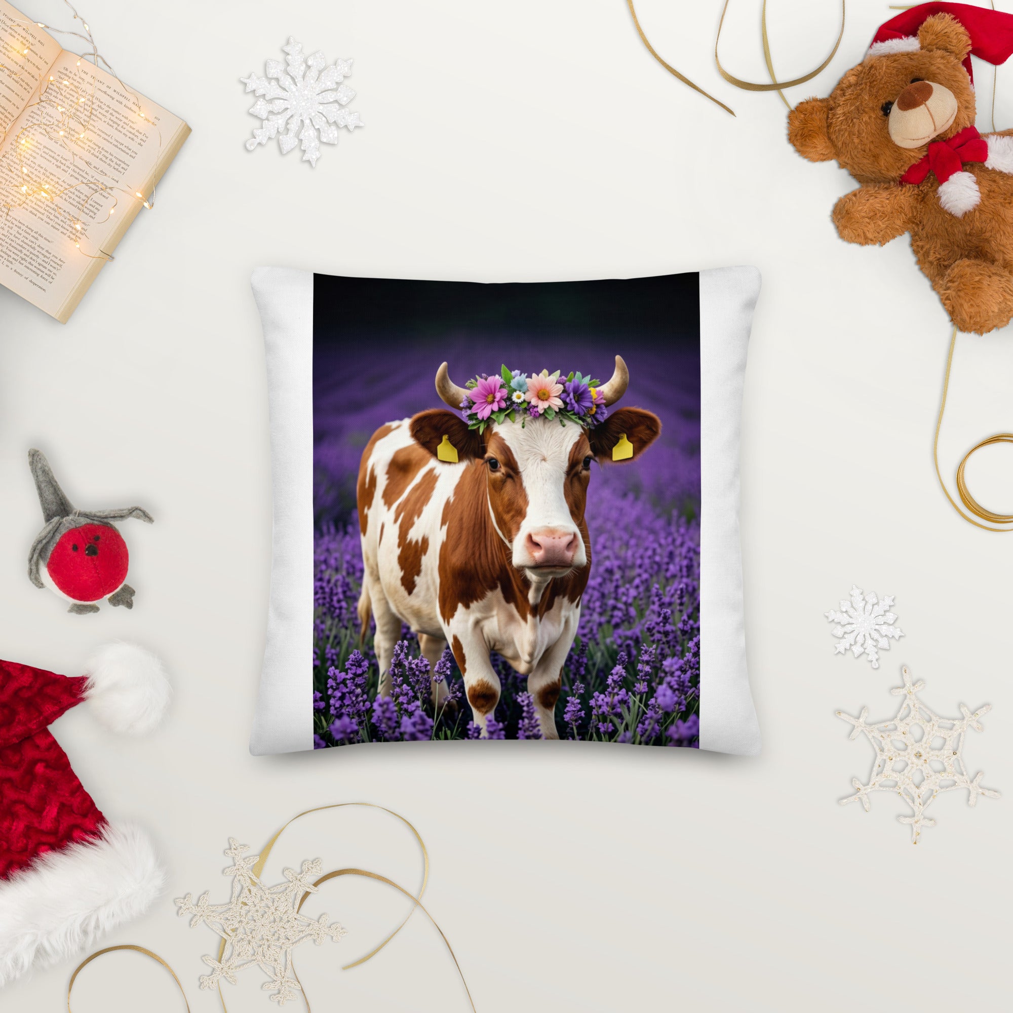 Lavender Field Heifer Premium Pillow - ThatBoutqiueStore