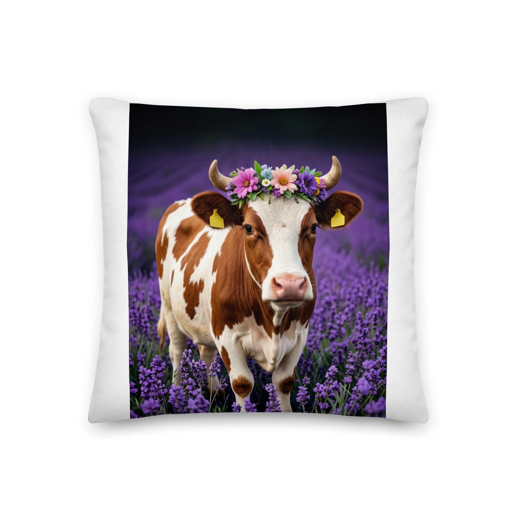 Lavender Field Heifer Premium Pillow - ThatBoutqiueStore