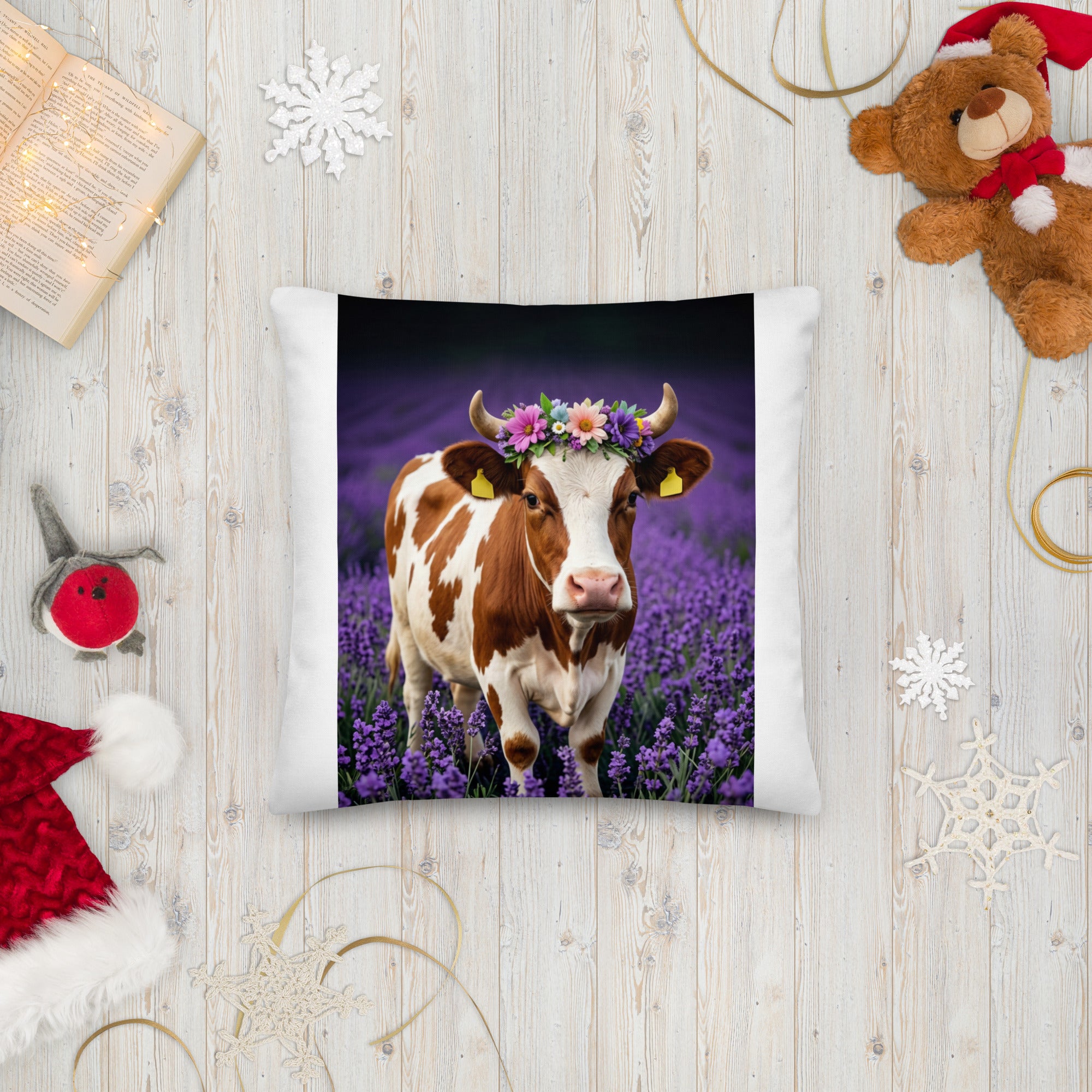 Lavender Field Heifer Premium Pillow - ThatBoutqiueStore
