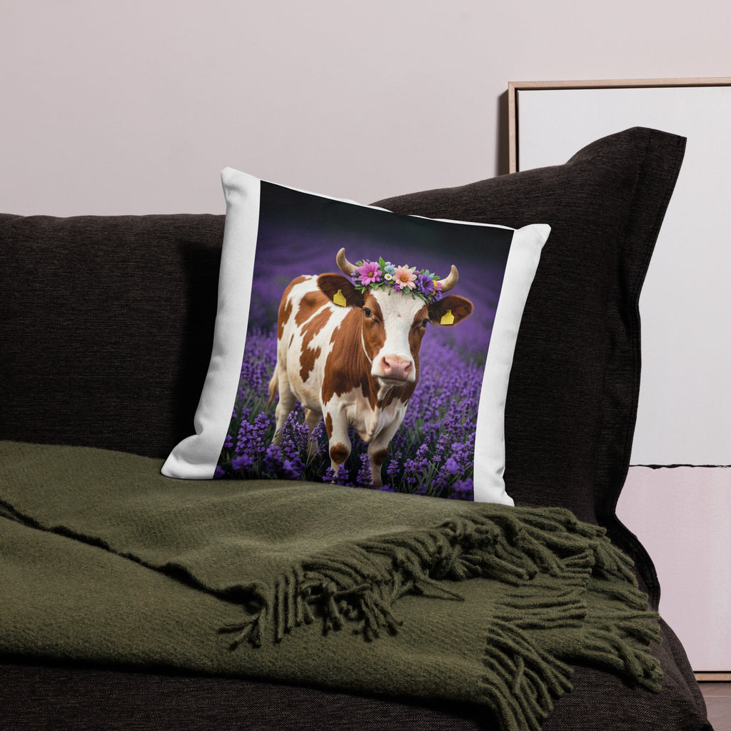 Lavender Field Heifer Premium Pillow - ThatBoutqiueStore