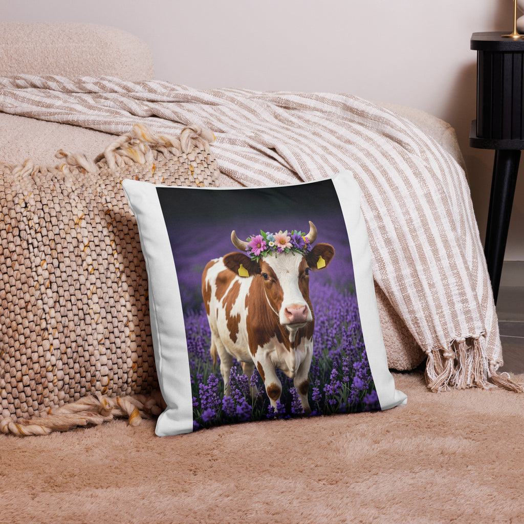 Lavender Field Heifer Premium Pillow - ThatBoutqiueStore