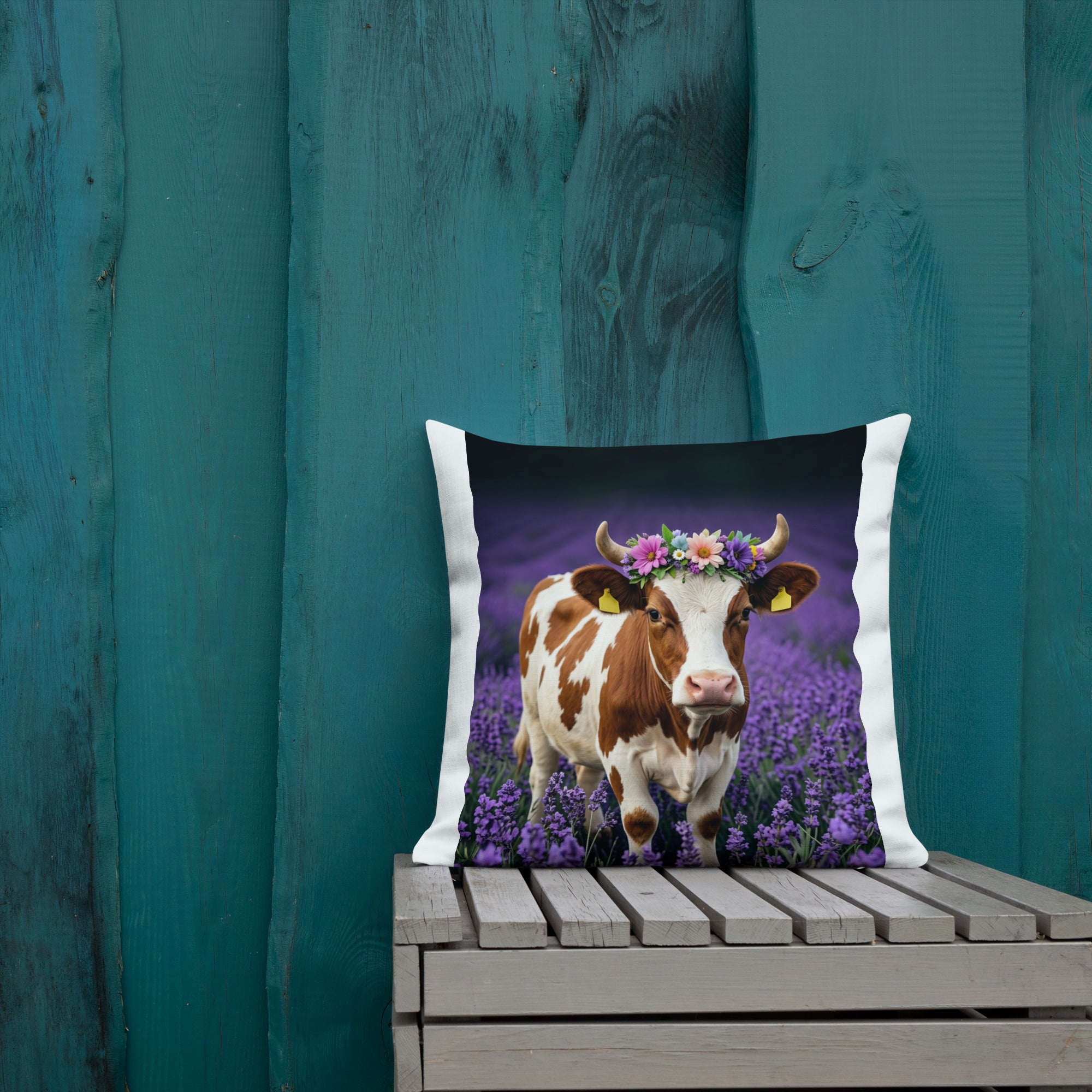 Lavender Field Heifer Premium Pillow - ThatBoutqiueStore