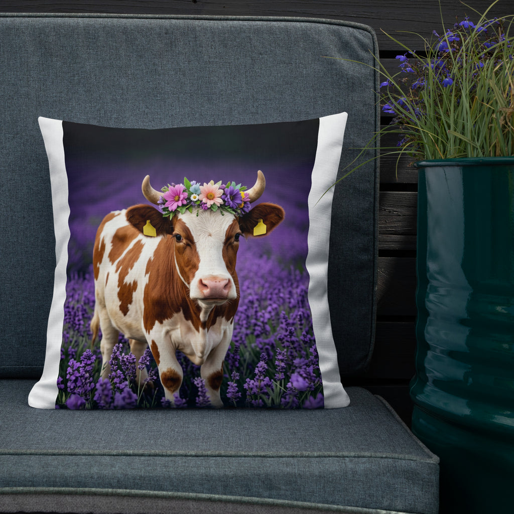 Lavender Field Heifer Premium Pillow - ThatBoutqiueStore