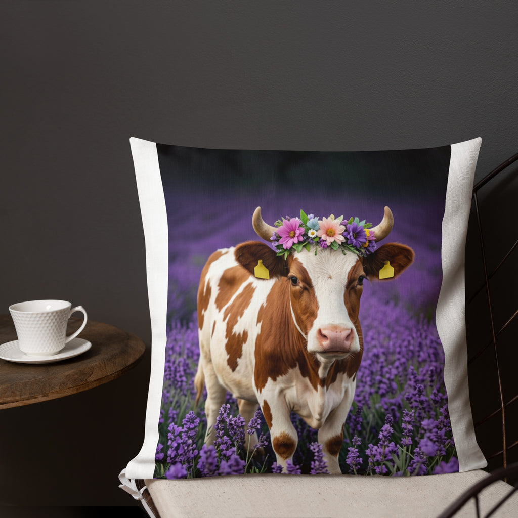 Lavender Field Heifer Premium Pillow - ThatBoutqiueStore