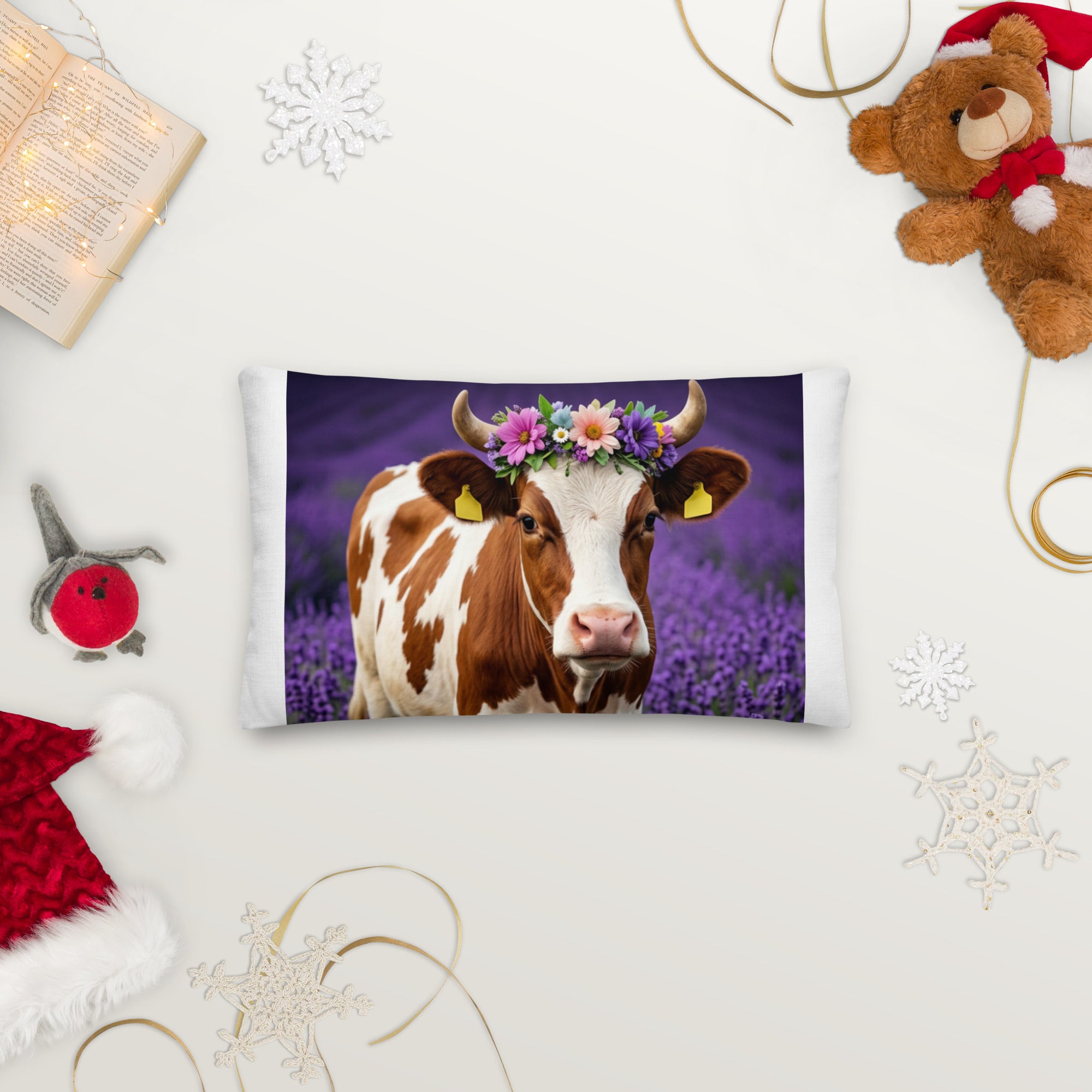 Lavender Field Heifer Premium Pillow - ThatBoutqiueStore