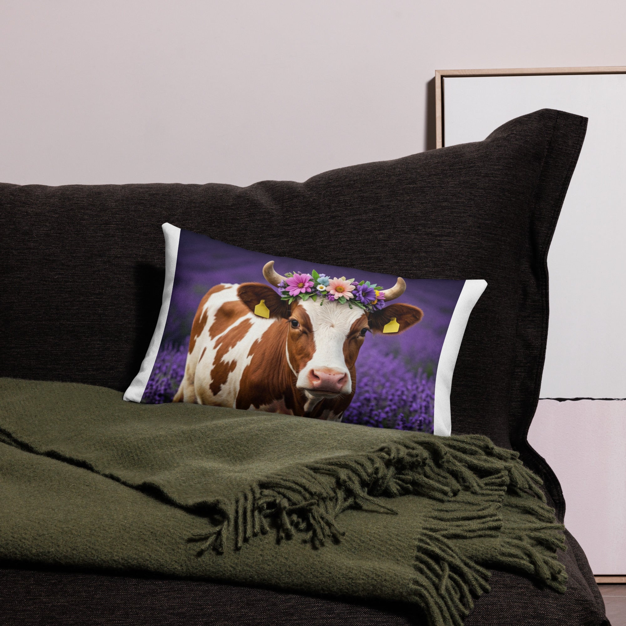 Lavender Field Heifer Premium Pillow - ThatBoutqiueStore