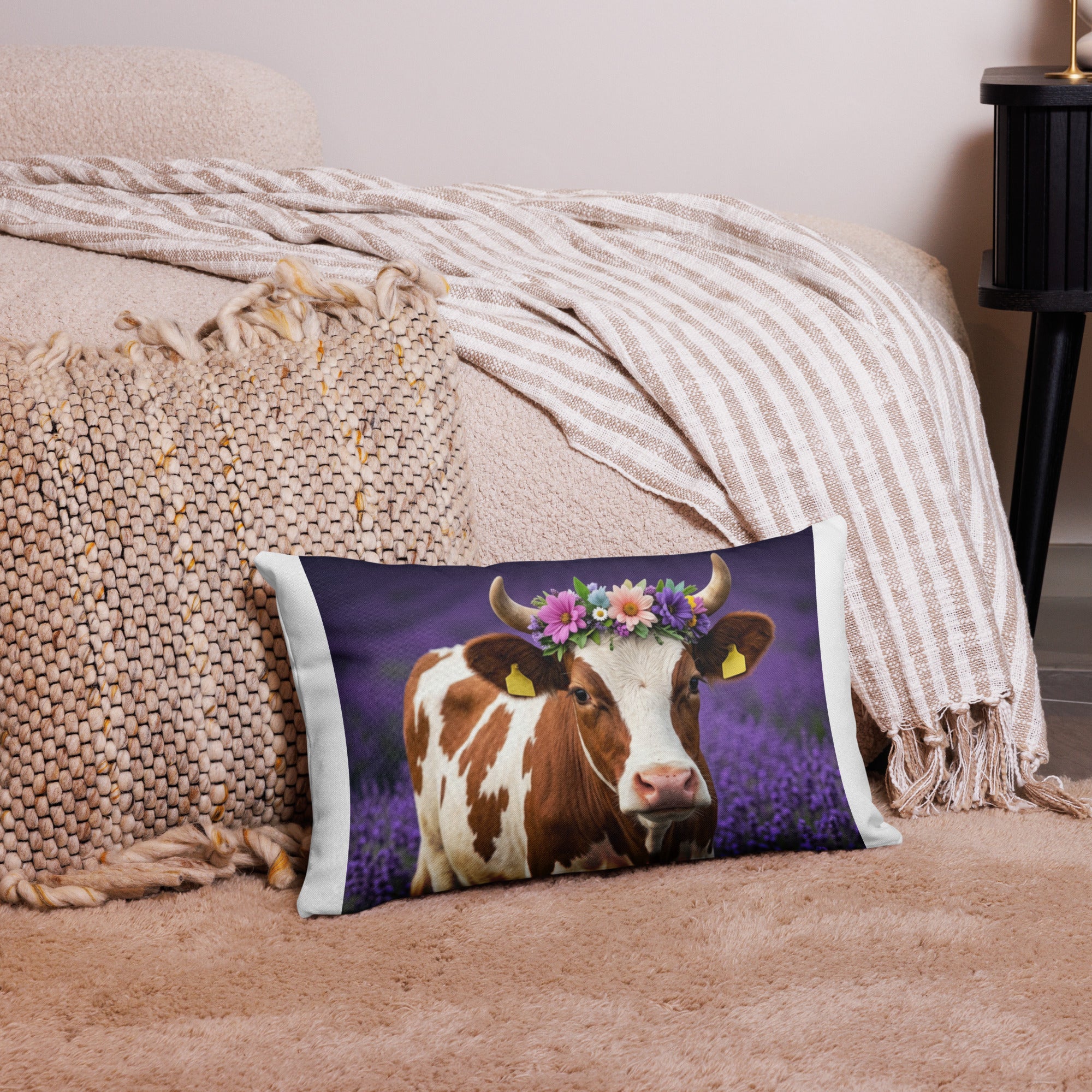 Lavender Field Heifer Premium Pillow - ThatBoutqiueStore