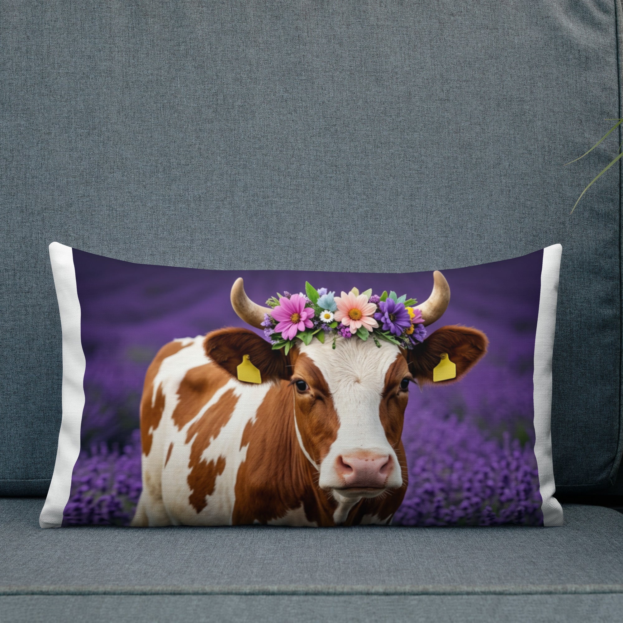 Lavender Field Heifer Premium Pillow - ThatBoutqiueStore