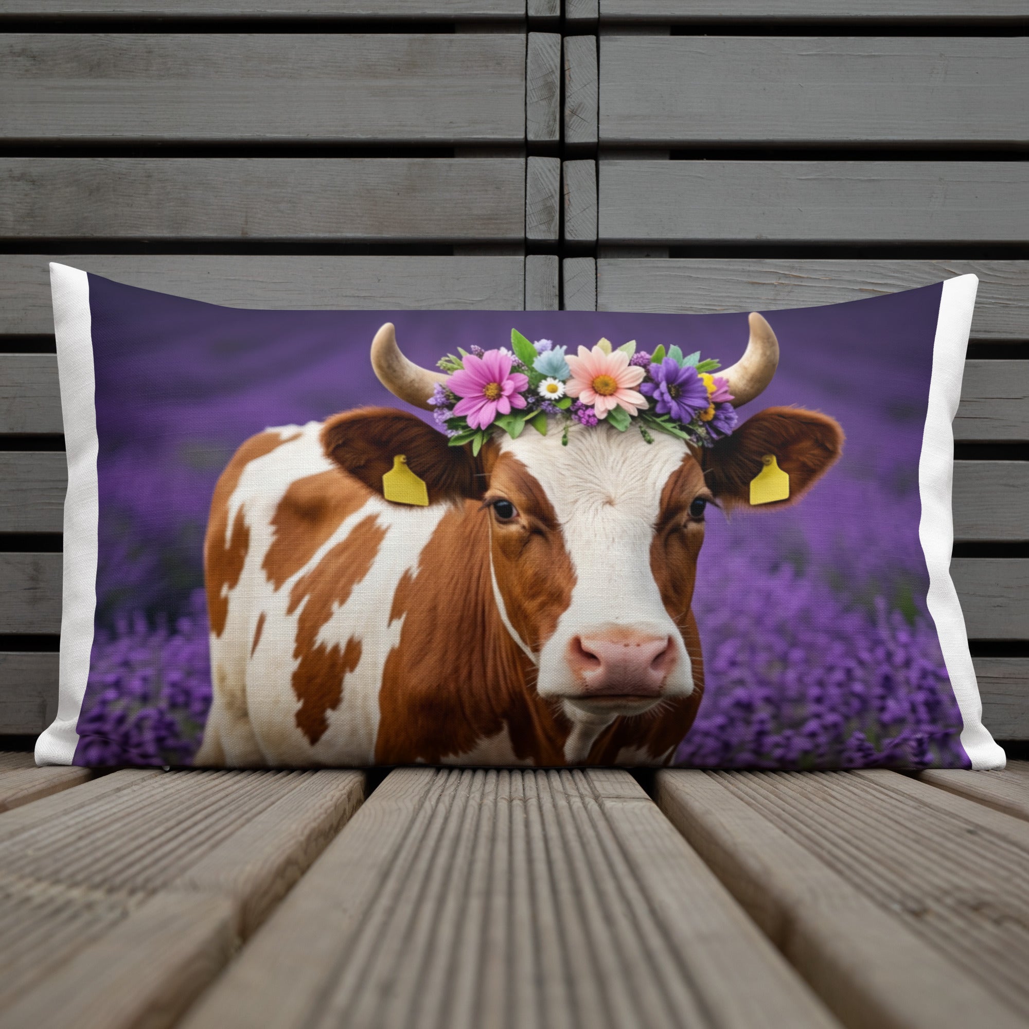 Lavender Field Heifer Premium Pillow - ThatBoutqiueStore